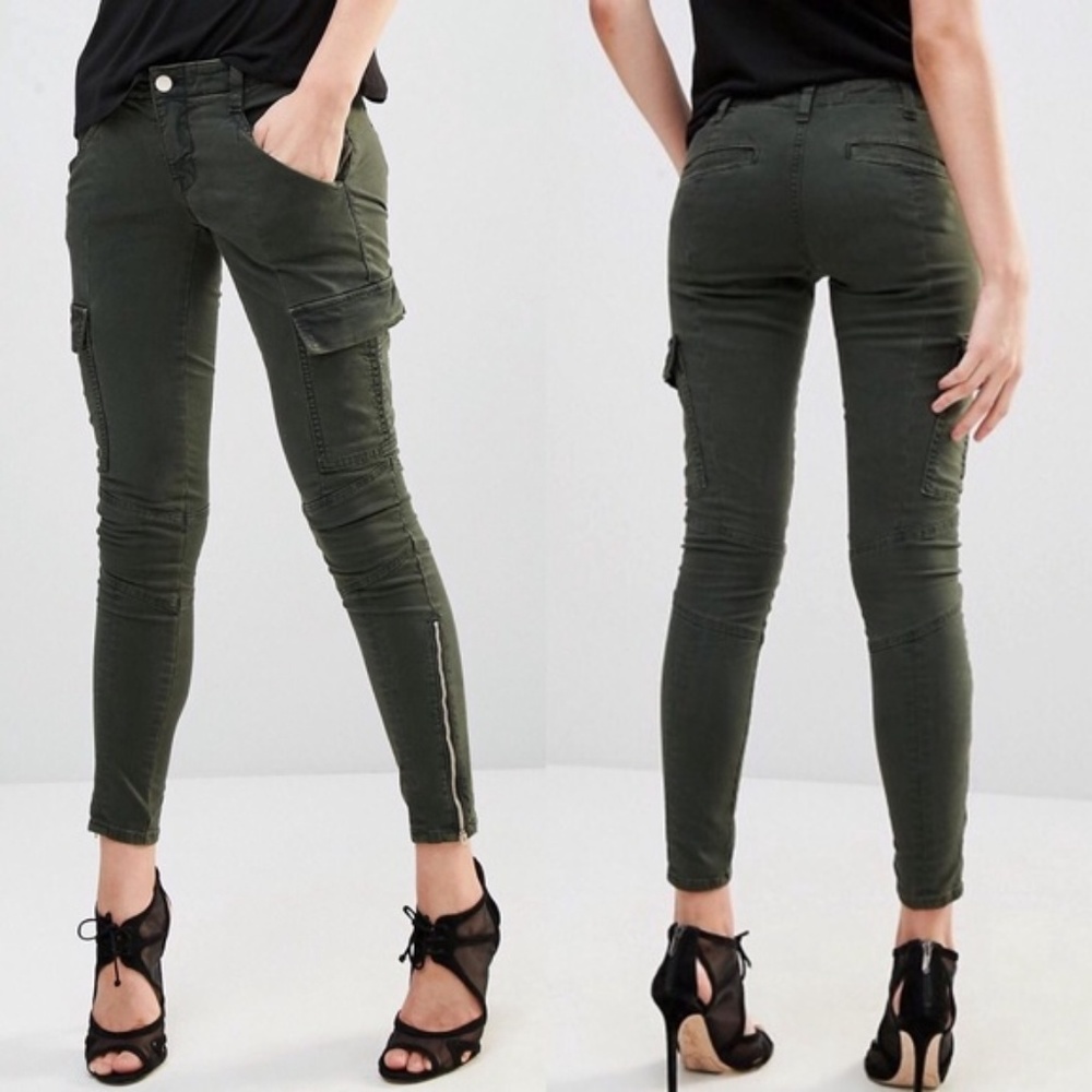 J Brand Houlihan cargo zipper moto ankle skinny